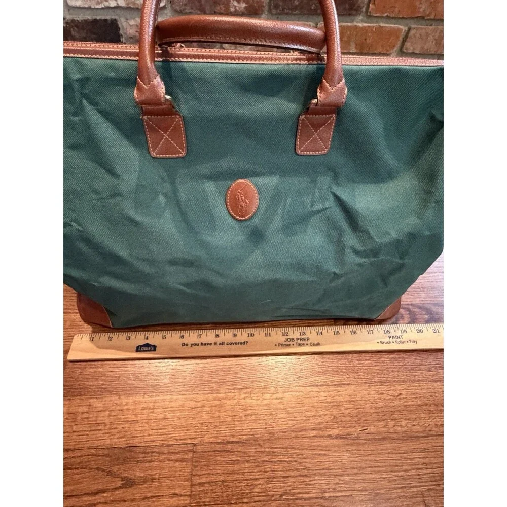 Vintage Ralph Lauren Weekender Duffle Bag 80's-90's Green Canvas Travel Tote